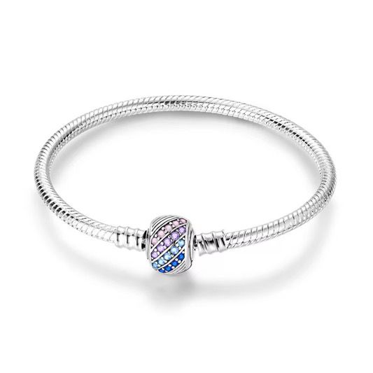 Rainbow Crystal Charm Snake Chain Bracelet
