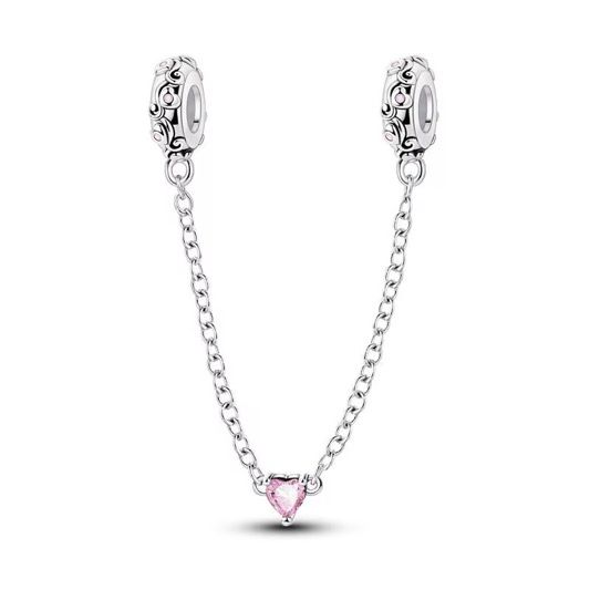 Pink Heart Safety Chain Charm