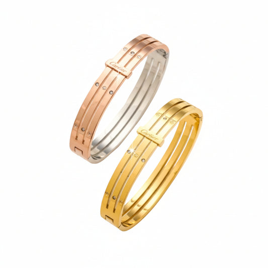 Luxury Triple-Line Bangle Bracelet