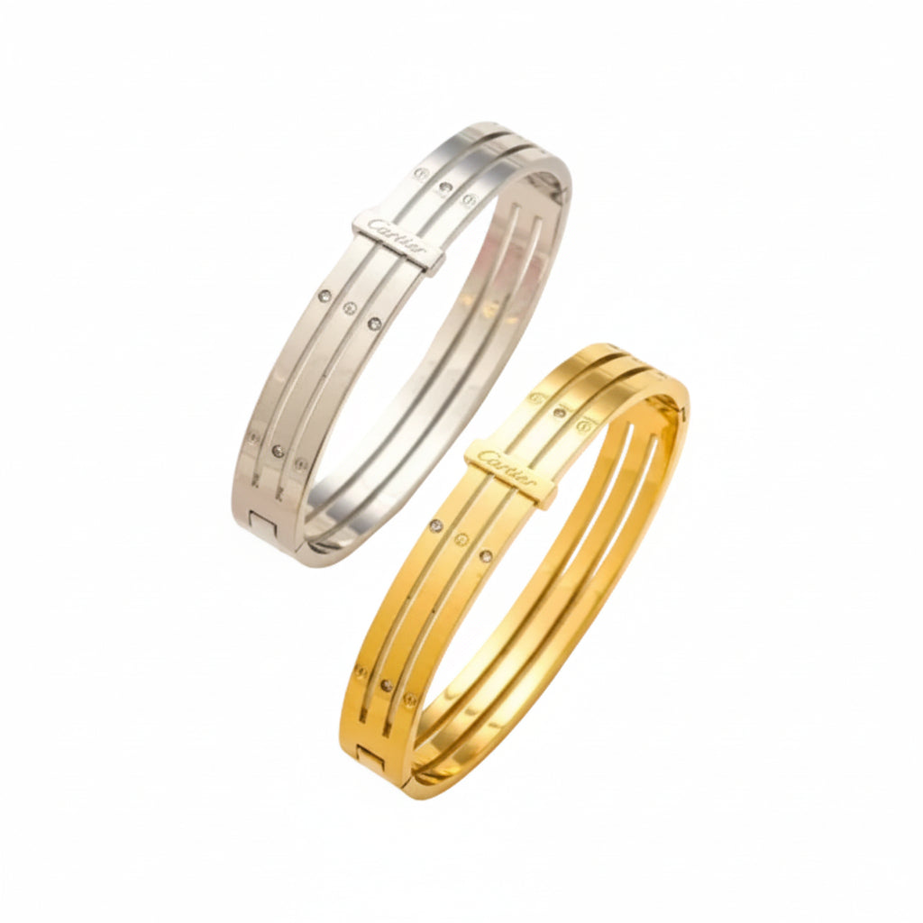Modern Luxe Dual-Tone Bangle Bracelet Silver Or Gold